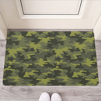 Dark Green Camouflage Print Rubber Doormat