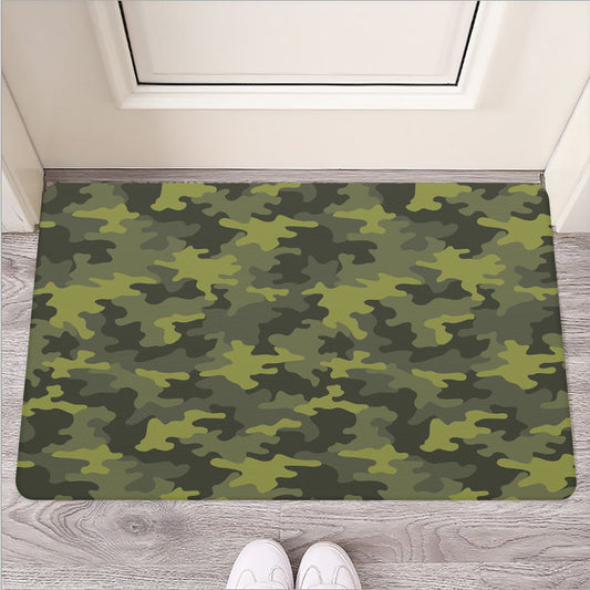 Dark Green Camouflage Print Rubber Doormat