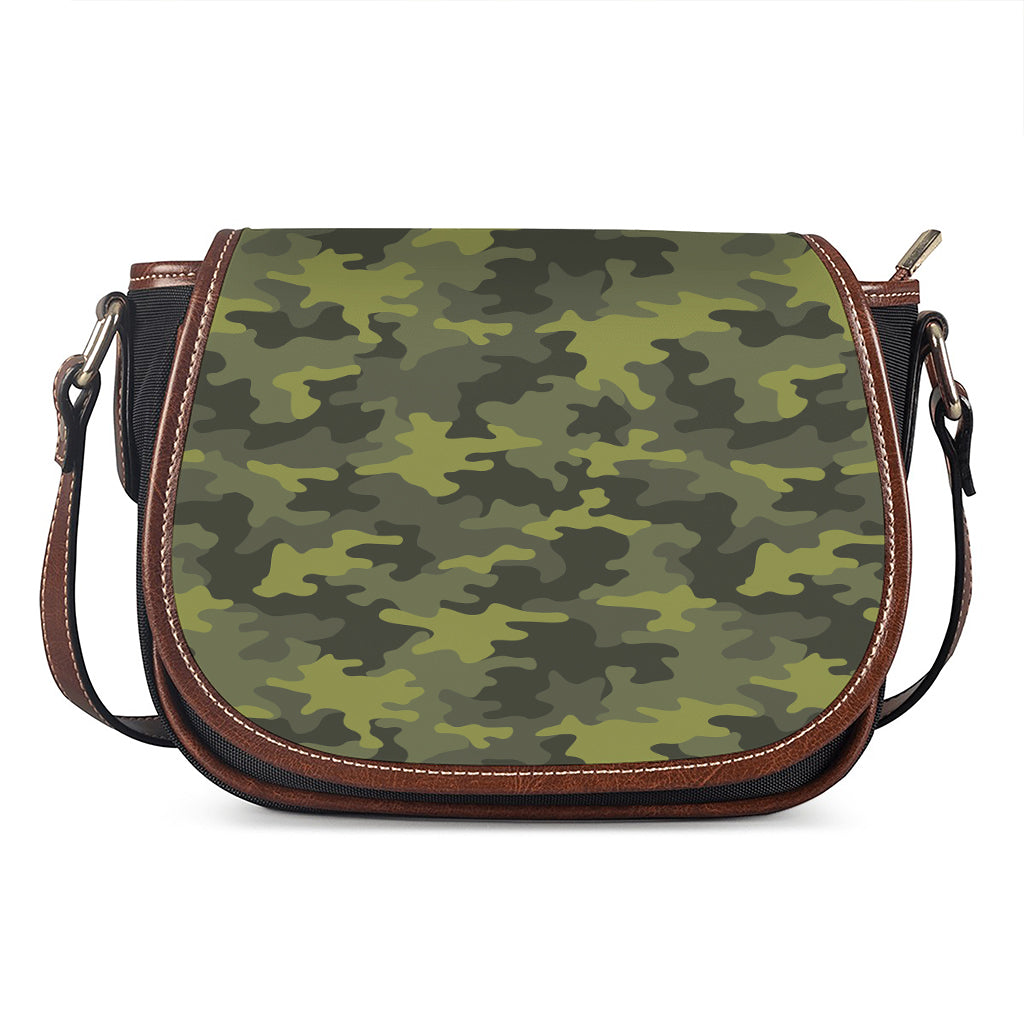 Dark Green Camouflage Print Saddle Bag