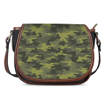Dark Green Camouflage Print Saddle Bag