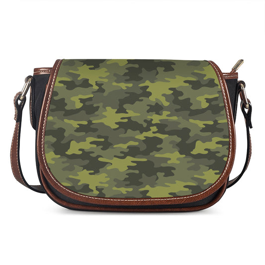 Dark Green Camouflage Print Saddle Bag
