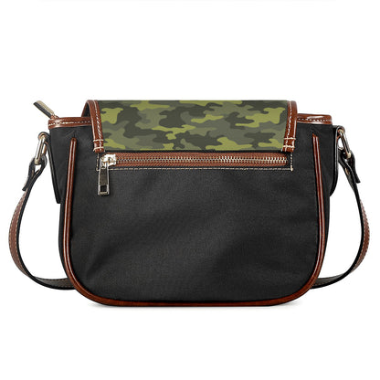 Dark Green Camouflage Print Saddle Bag