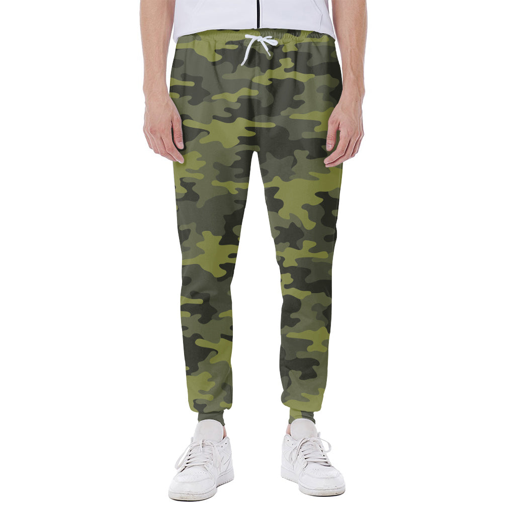 Dark Green Camouflage Print Scuba Joggers