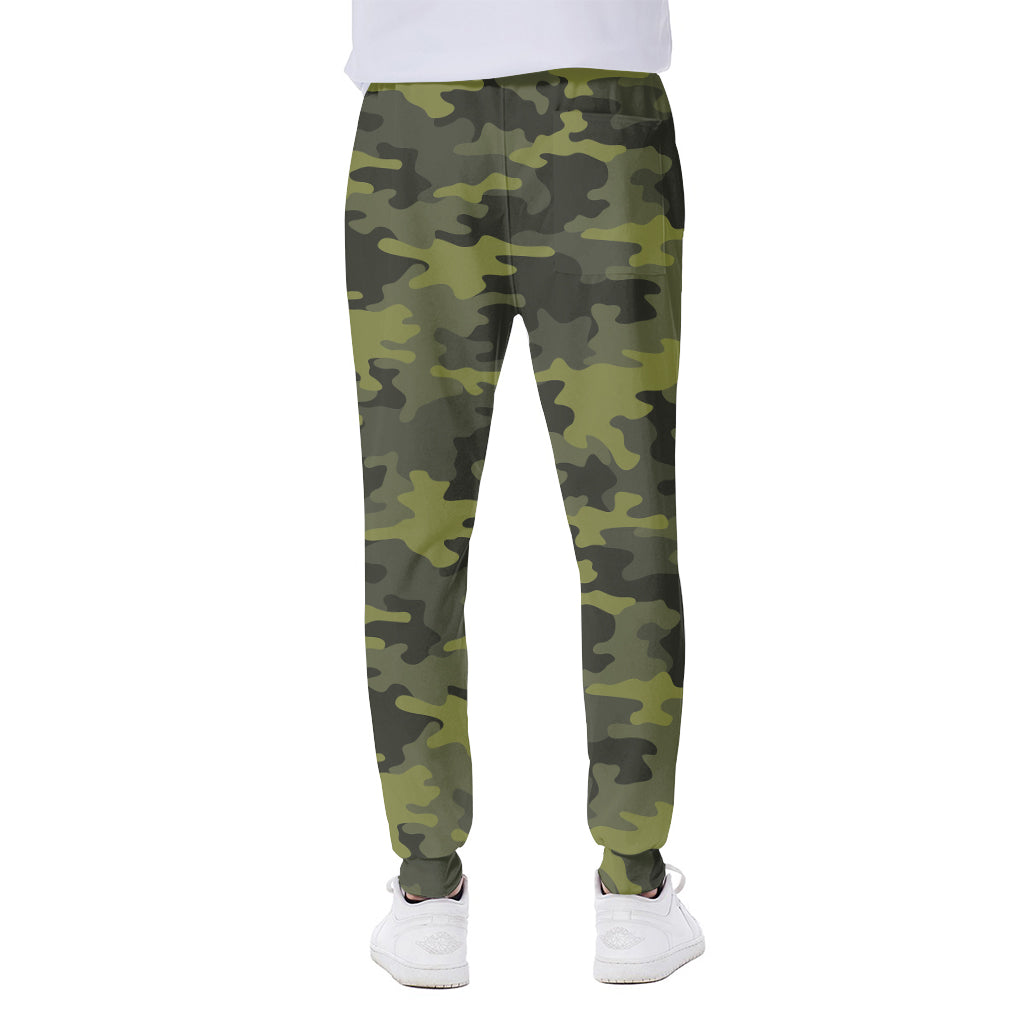 Dark Green Camouflage Print Scuba Joggers