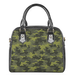 Dark Green Camouflage Print Shoulder Handbag
