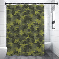 Dark Green Camouflage Print Shower Curtain