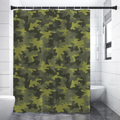 Dark Green Camouflage Print Shower Curtain