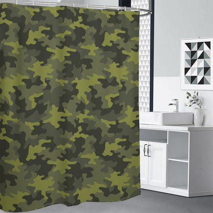 Dark Green Camouflage Print Shower Curtain