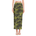 Dark Green Camouflage Print Side Slit Maxi Skirt