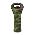 Dark Green Camouflage Print Single Neoprene Wine Tote