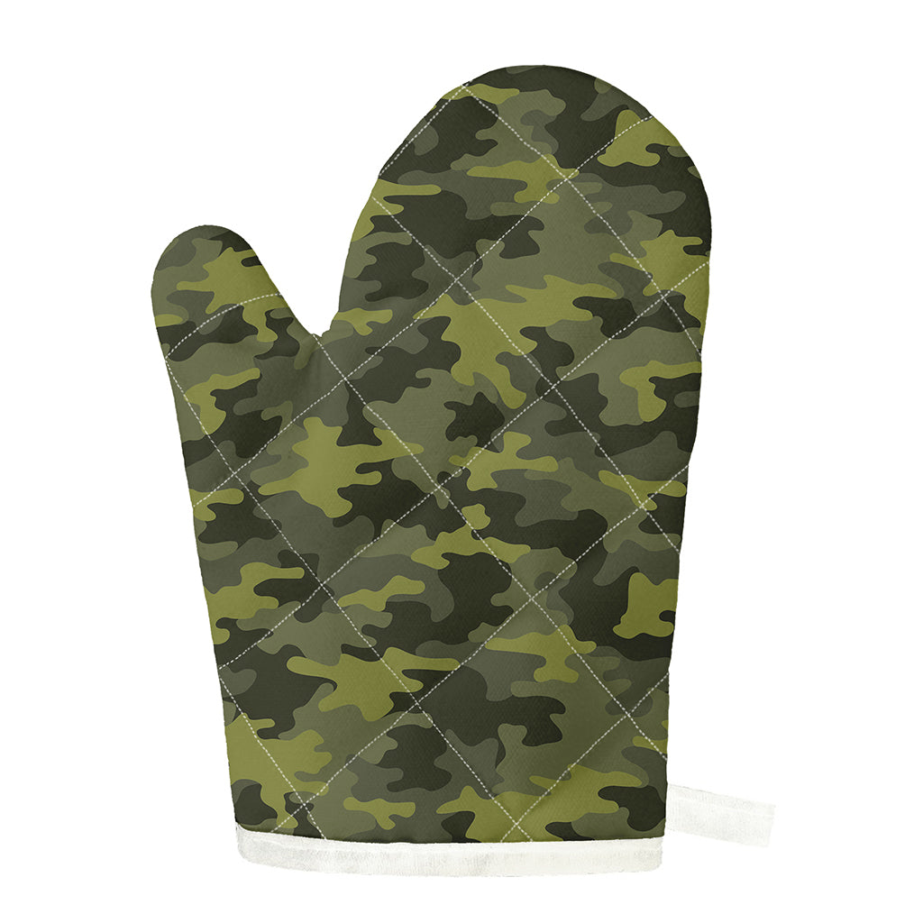Dark Green Camouflage Print Single Oven Mitt