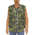 Dark Green Camouflage Print Sleeveless Baseball Jersey