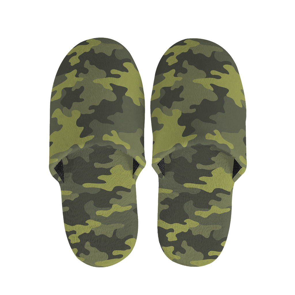 Dark Green Camouflage Print Slippers