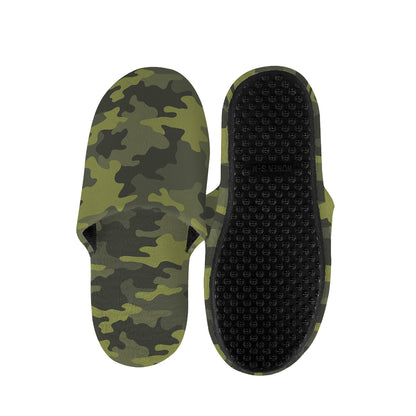 Dark Green Camouflage Print Slippers