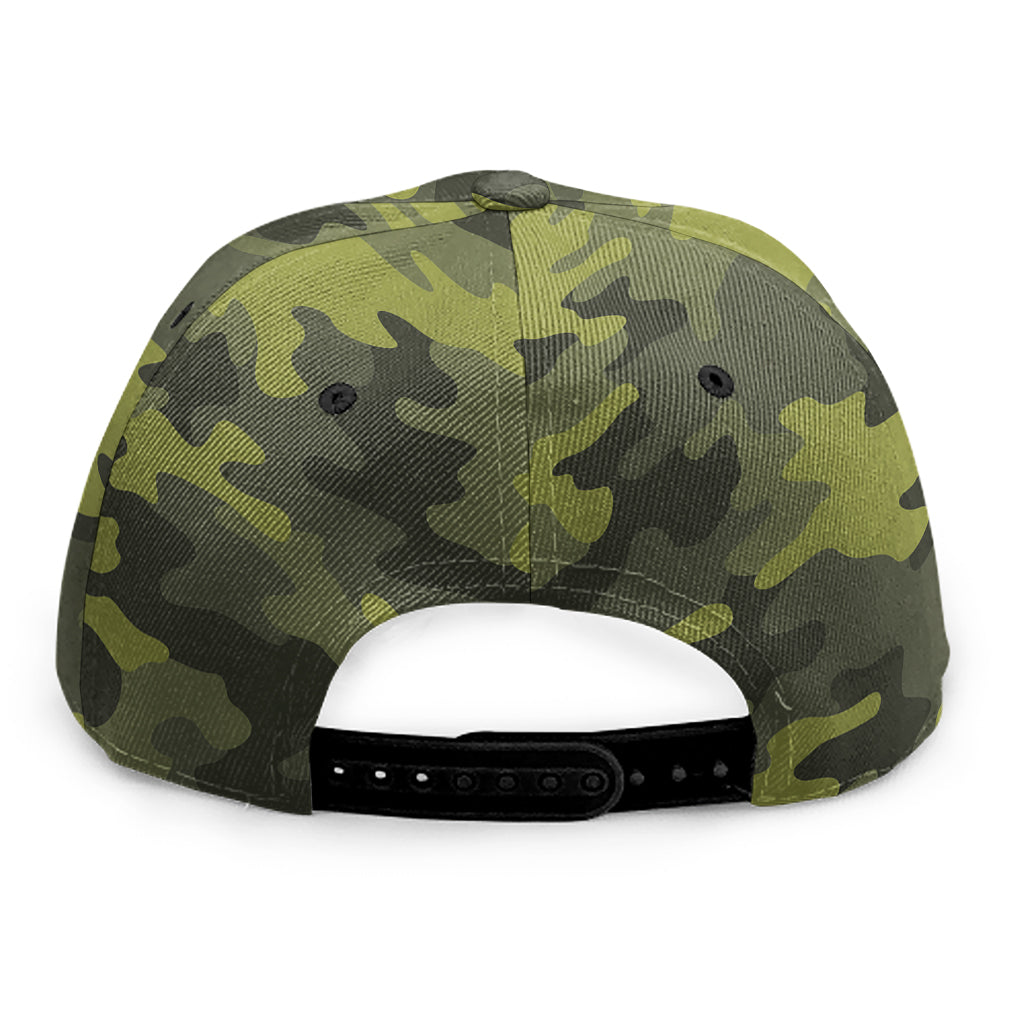 Dark Green Camouflage Print Snapback Cap