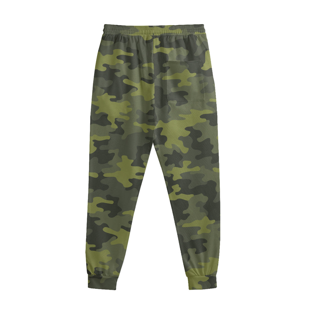 Dark Green Camouflage Print Sweatpants