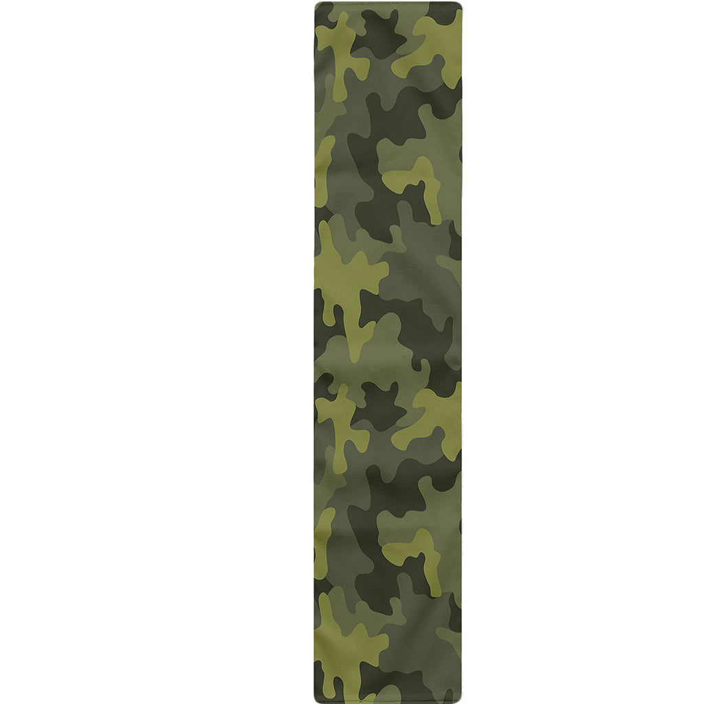 Dark Green Camouflage Print Table Runner