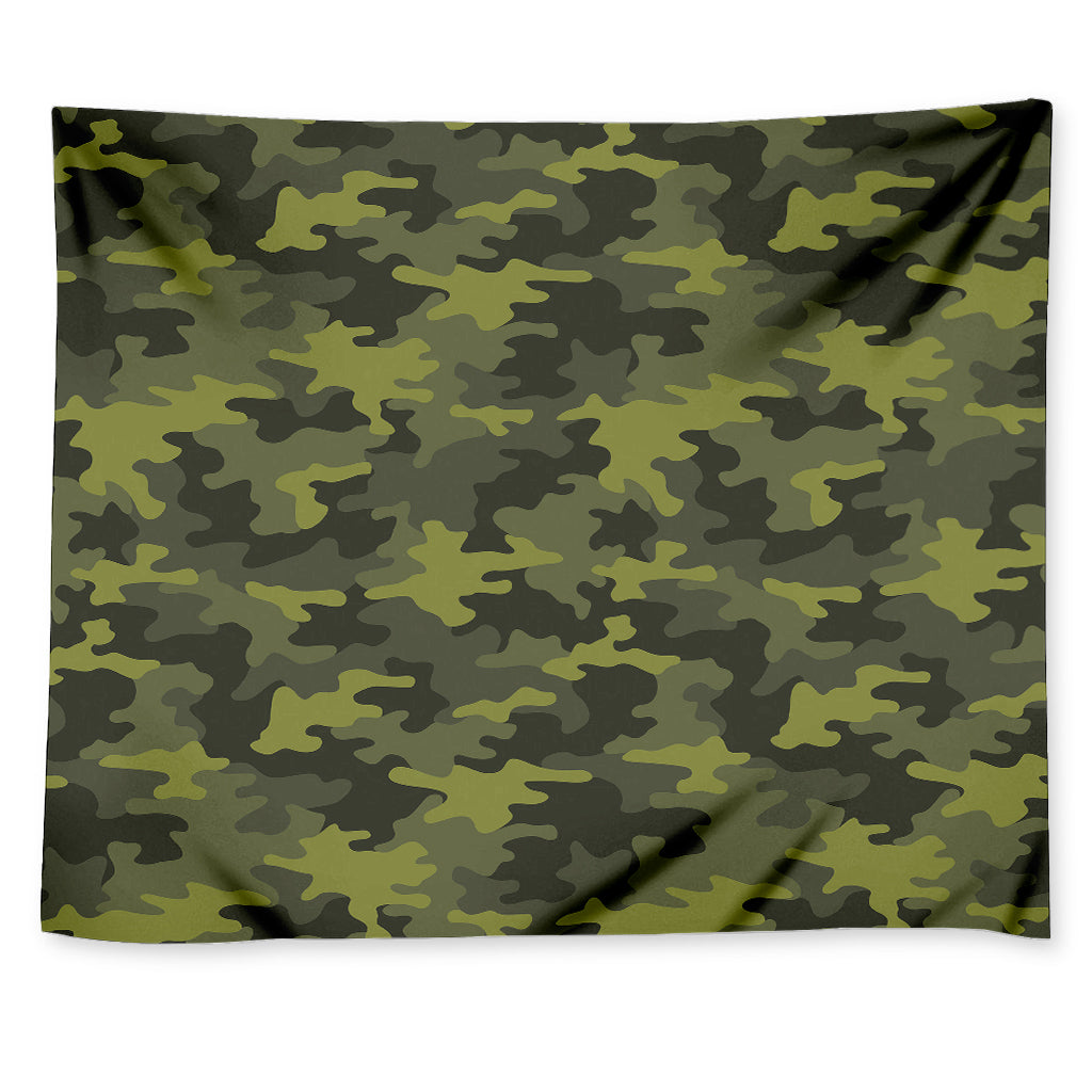 Dark Green Camouflage Print Tapestry