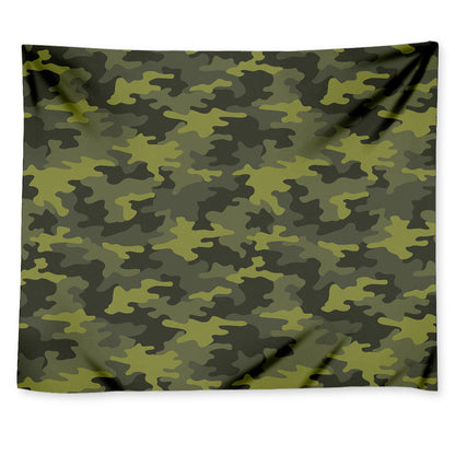 Dark Green Camouflage Print Tapestry