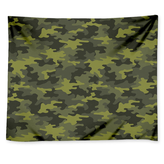 Dark Green Camouflage Print Tapestry
