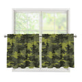 Dark Green Camouflage Print Tier Curtains