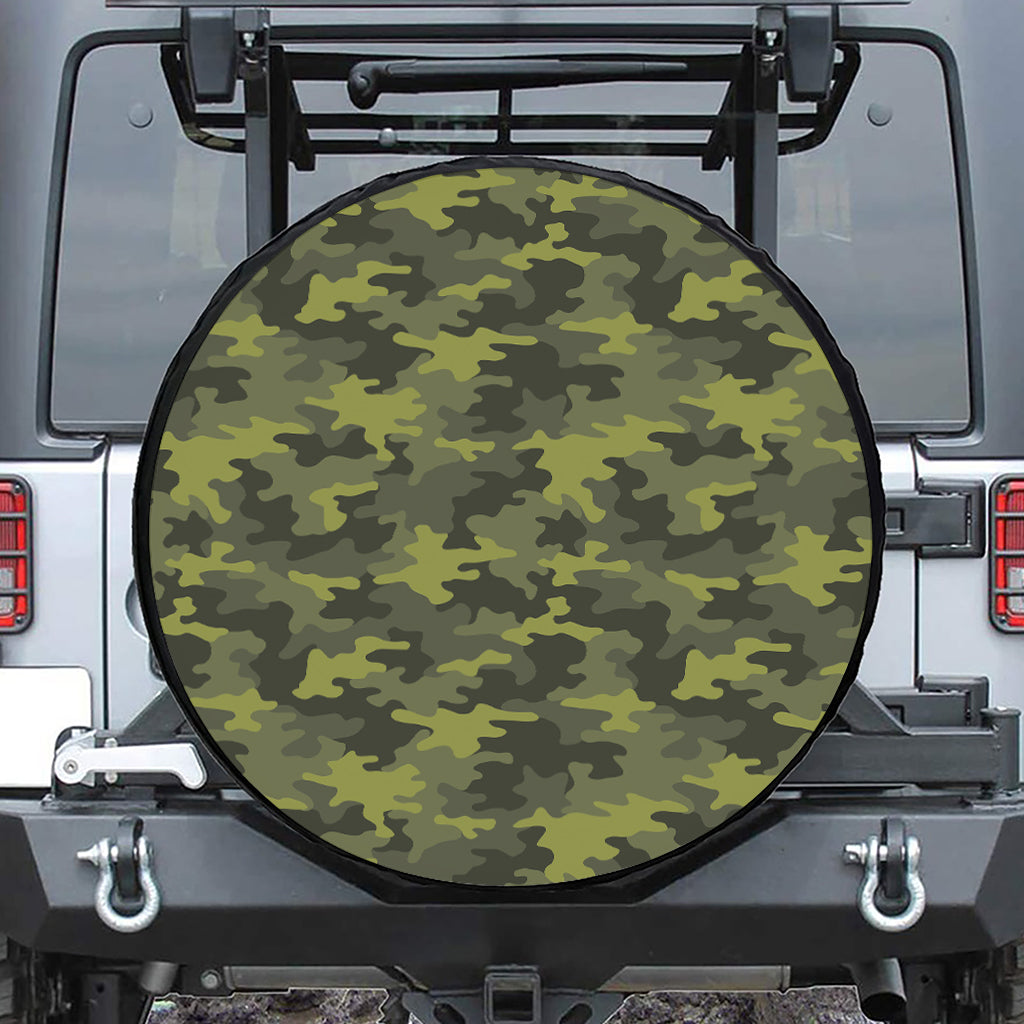 Dark Green Camouflage Print Tire Cover