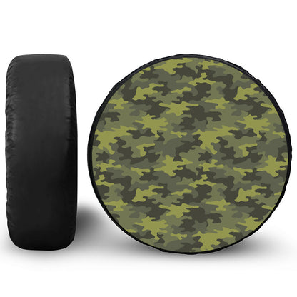 Dark Green Camouflage Print Tire Cover