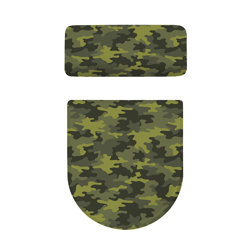 Dark Green Camouflage Print Toilet Lid And Tank Cover Set