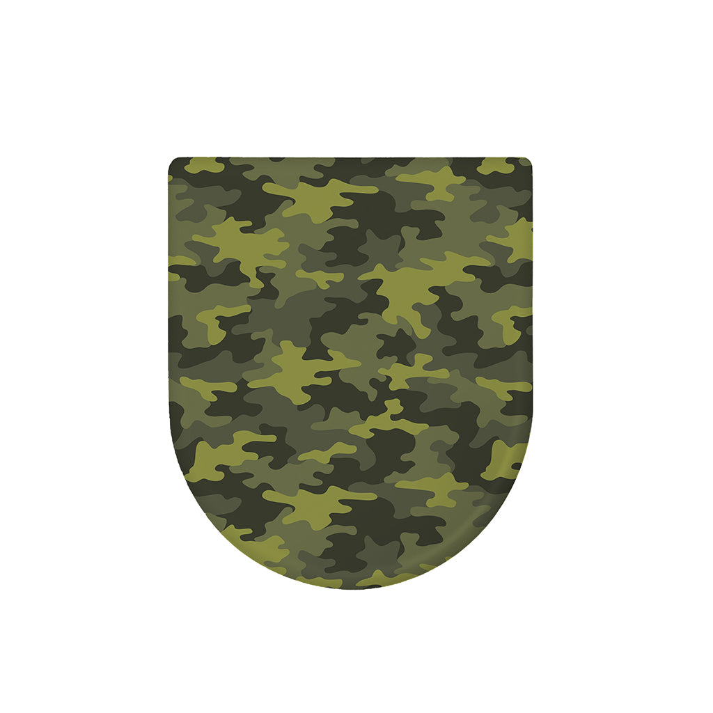 Dark Green Camouflage Print Toilet Lid Cover