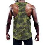 Dark Green Camouflage Print Training Tank Top