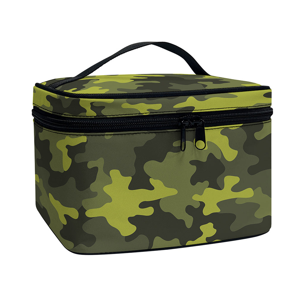 Dark Green Camouflage Print Travel Makeup Bag