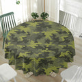 Dark Green Camouflage Print Waterproof Round Tablecloth
