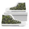 Dark Green Camouflage Print White High Top Sneakers