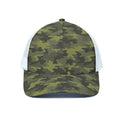 Dark Green Camouflage Print White Mesh Trucker Hat