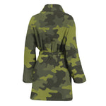 Dark Green Camouflage Print Women's Bathrobe