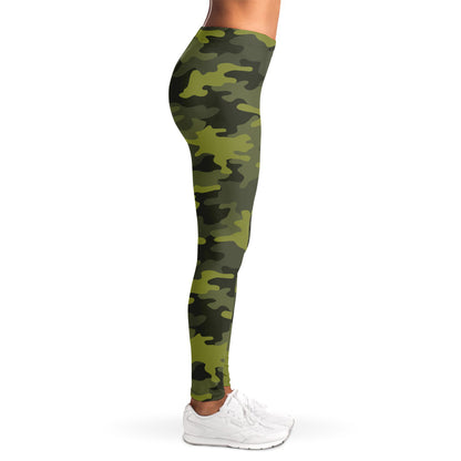 Dark Green Camouflage Print Women's Leggings