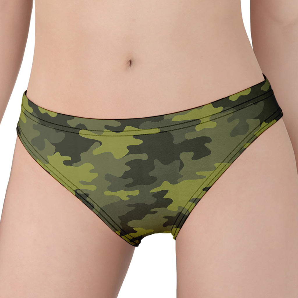 Dark Green Camouflage Print Women's Panties