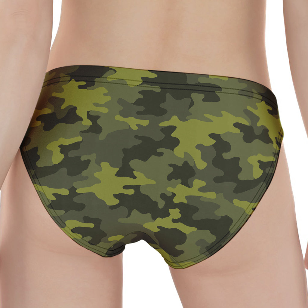 Dark Green Camouflage Print Women's Panties