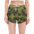 Dark Green Camouflage Print Women's Split Running Shorts