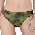 Dark Green Camouflage Print Women's Thong