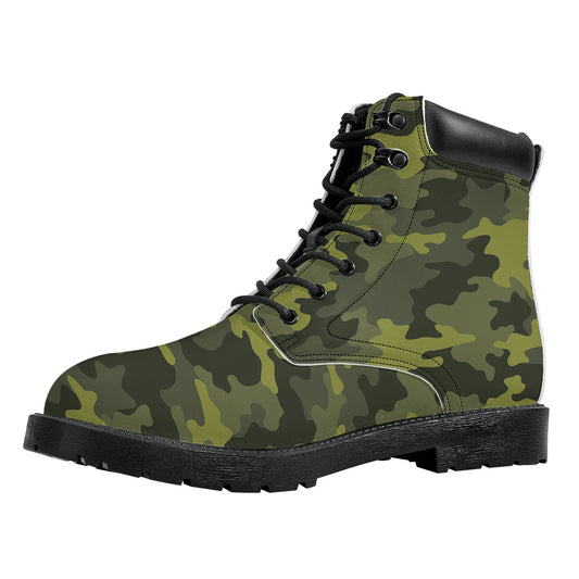 Dark Green Camouflage Print Work Boots