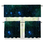 Dark Green Galaxy Space Print 3 Piece Kitchen Curtains