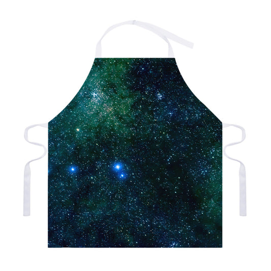 Dark Green Galaxy Space Print Adjustable Apron