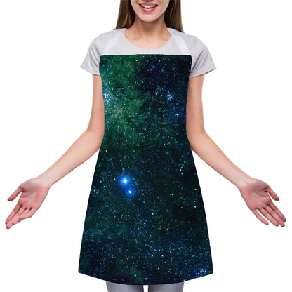 Dark Green Galaxy Space Print Adjustable Apron