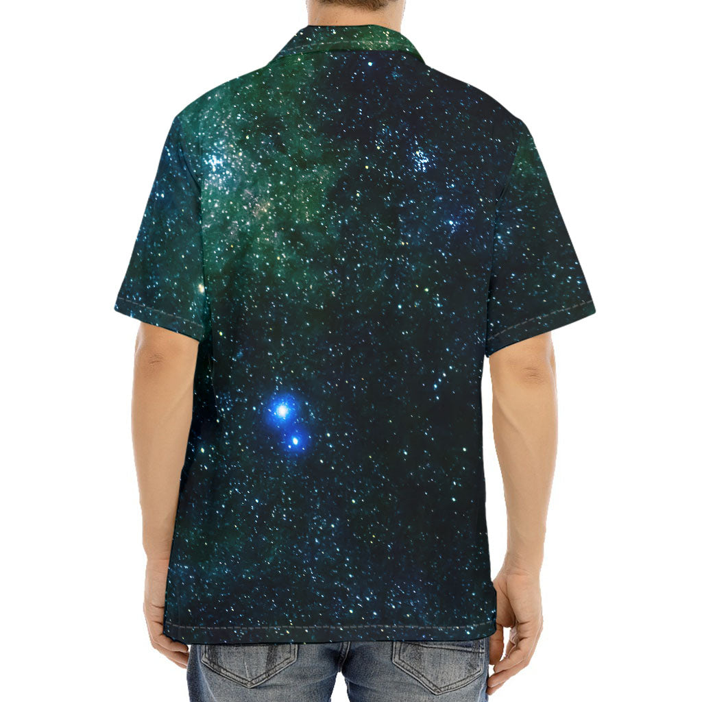 Dark Green Galaxy Space Print Aloha Shirt