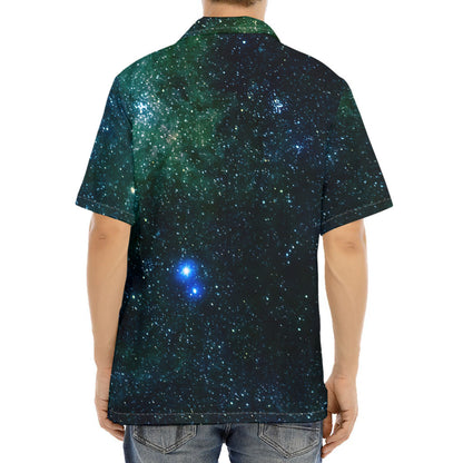 Dark Green Galaxy Space Print Aloha Shirt