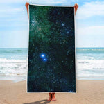Dark Green Galaxy Space Print Beach Towel