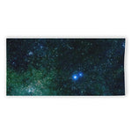 Dark Green Galaxy Space Print Beach Towel