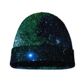 Dark Green Galaxy Space Print Beanie