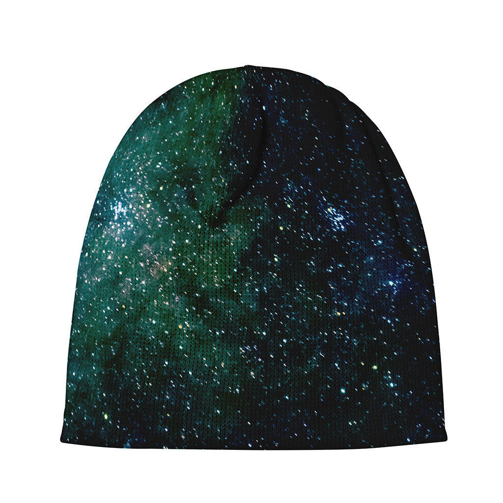 Dark Green Galaxy Space Print Beanie